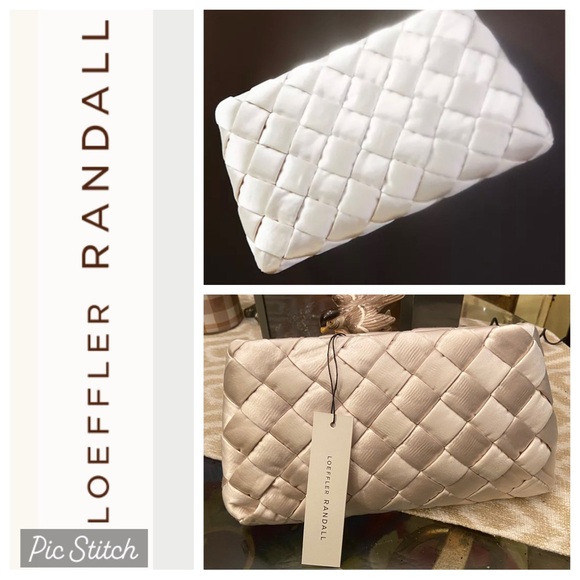 Loeffler Randall Aviva Satin Cream Woven Puff Clutch
